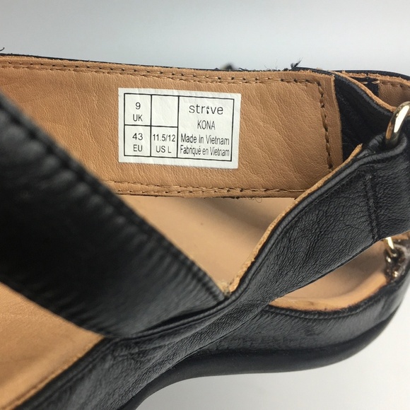 Strive Kona Leather Adjustable Orthotic Sandals Black Snake Metallic US 11.5 12 - Picture 5 of 6